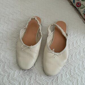 J. Crew White Mule Flats